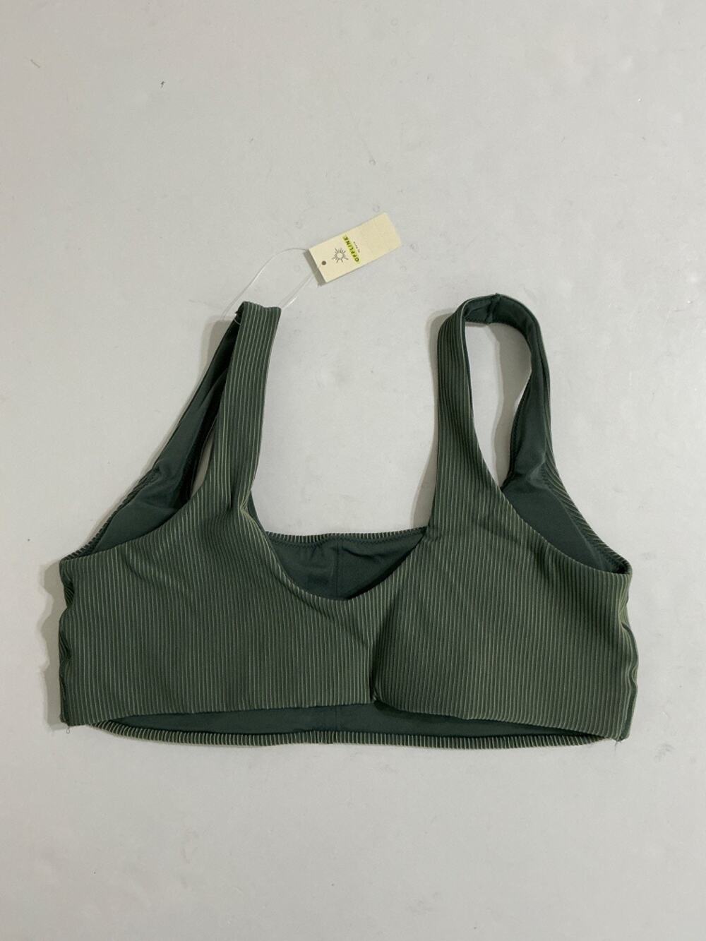 OFFLINE by Aerie Ribbed Sports Bra Women's M Green Scoop Neck Padded NWT
